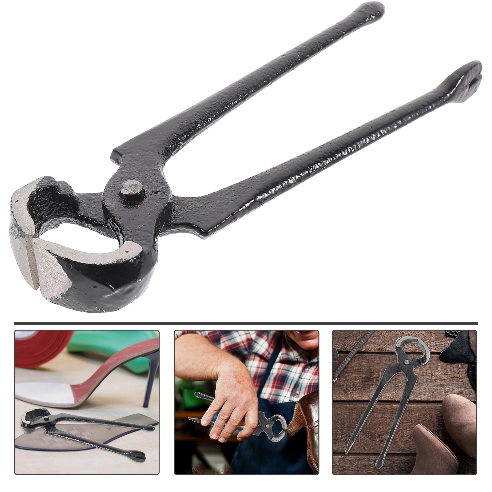 Pinza per riparazione scarpe in ferro duro nero da 15 cm, strumento per rimuovere le unghie, per scarpe con tacco alto, stantuffo in metallo durevole, perfetto per