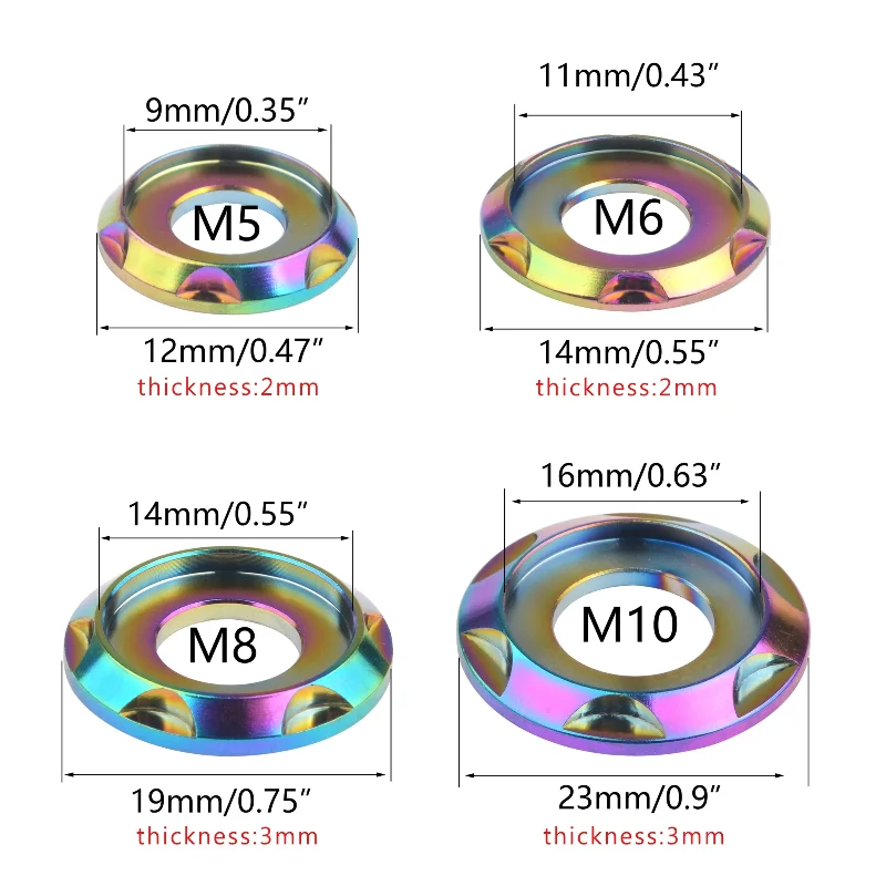 Titanium Washer  Step Gasket for Bicycle Motorcycle Car Fancy Decorative Washer M5 M6 M8 M10