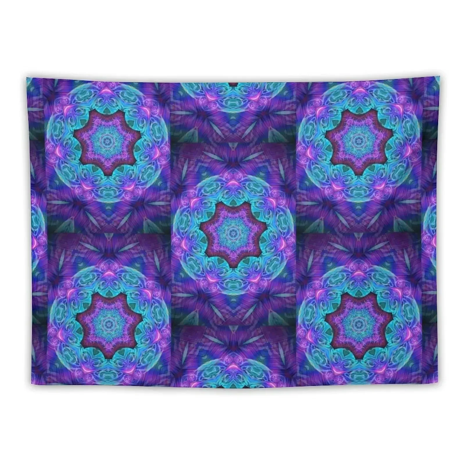 

Teal and Violet Fey Mandala Kaleidoscope D1 Tapestry Home Decoration Accessories Aesthetic Home Decor Mushroom Tapestry