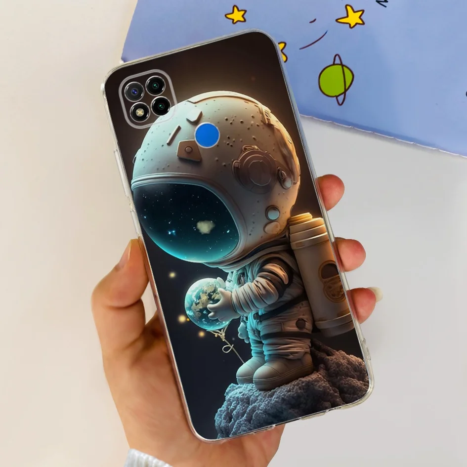 Capa Anti-Choque para Xiaomi, Capa Flor, Silicone Macio, Transparente, Redmi 9C, NFC, Redmi 9C, 9