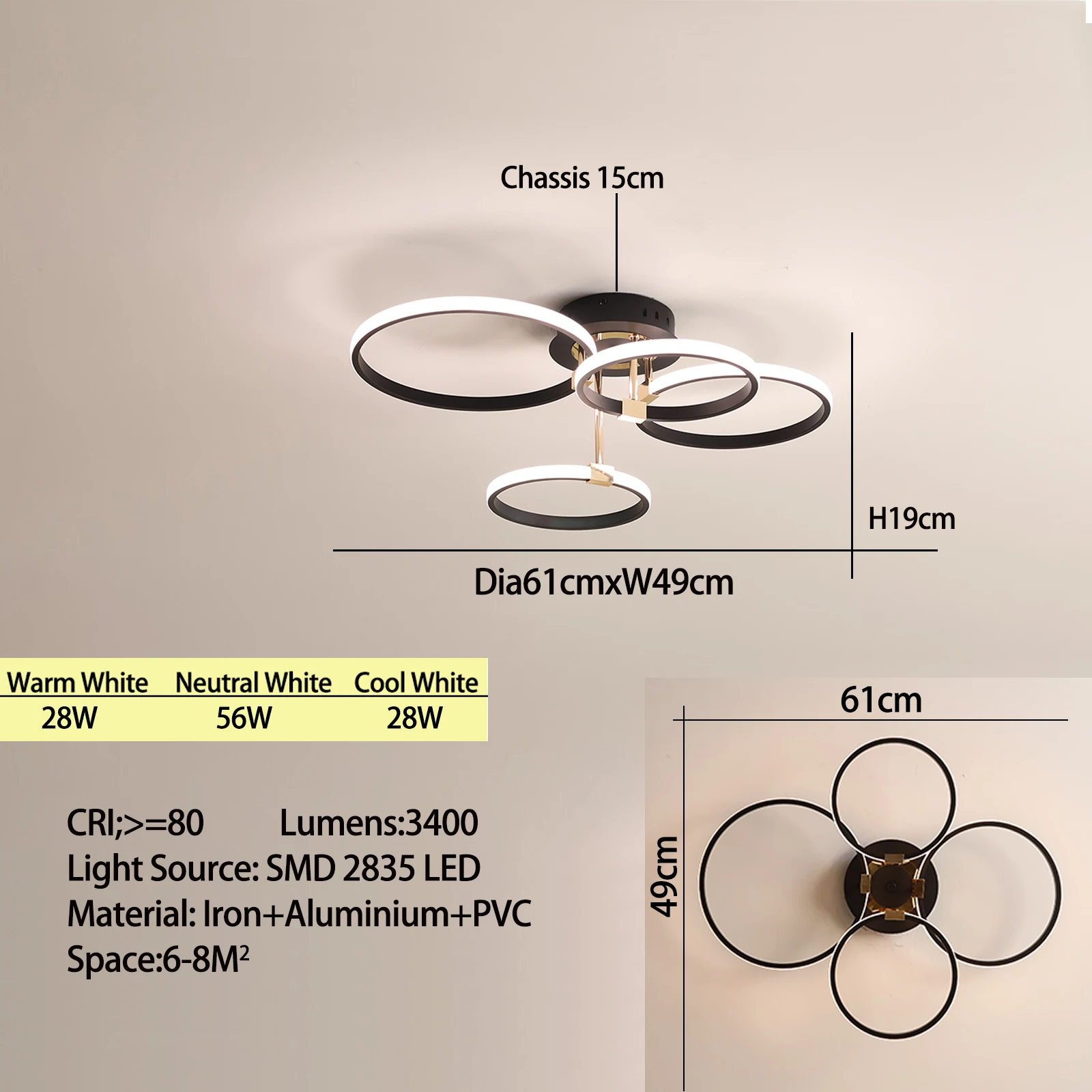 Moderne LED-plafondkroonluchter voor woonkamer, slaapkamer, ronde dimbare plafondlamp, goud/chroom/zwart slaapkamer plafondlamp