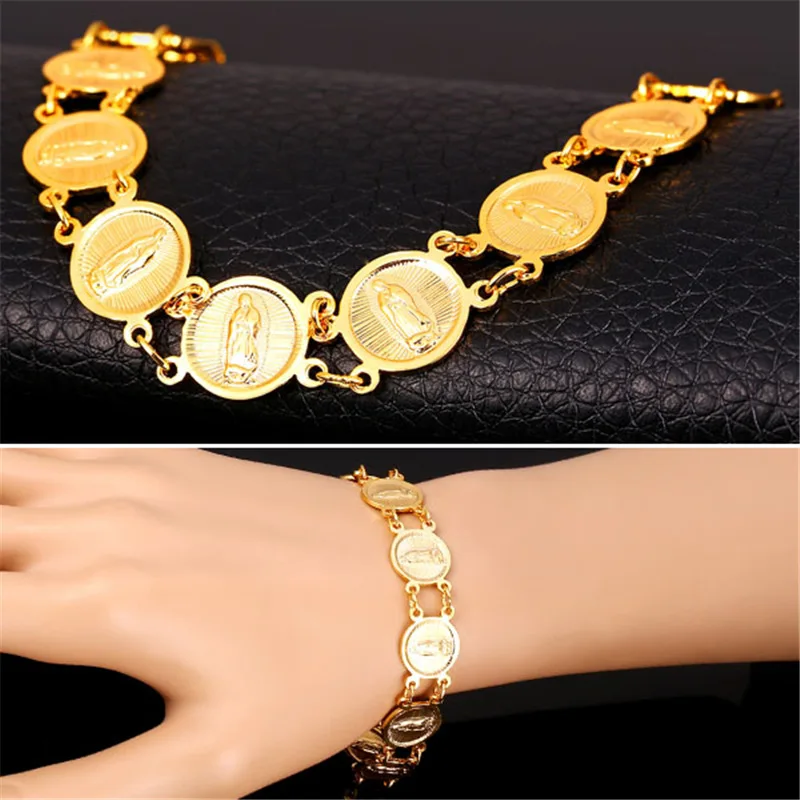 Chainspro Virgin Mary Bracelet Women Gold/Silver Color Wholesale Men Catholic Jewelry Bracelets & Bangles Christ Gift H194