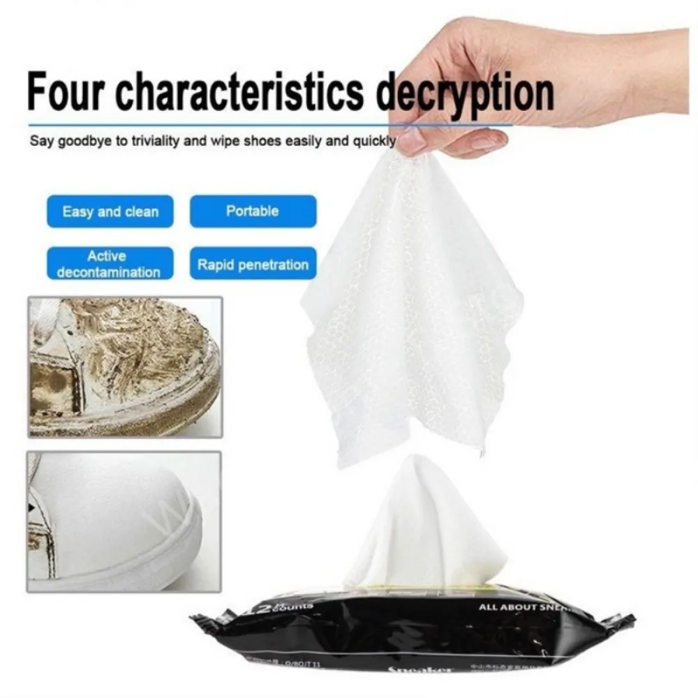 60/12pcs Sneaker Cleaning Wipes Travel Portable Sneaker Disposable Quick Cleaning Wet Wipes White Shoes Artifact Shoe Cleaners