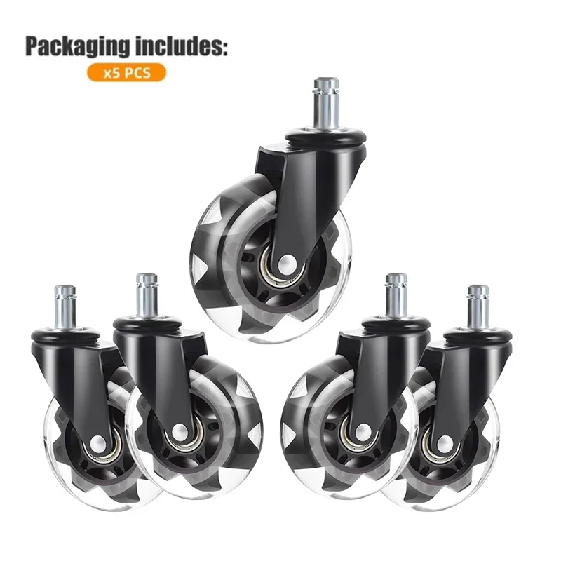(5 Packs) 3 Inch M11 Office Chair Wheels Heavy Duty Caster Wheels Quick & Quiet Rolling Chair Casters for Desk Chair Replacement