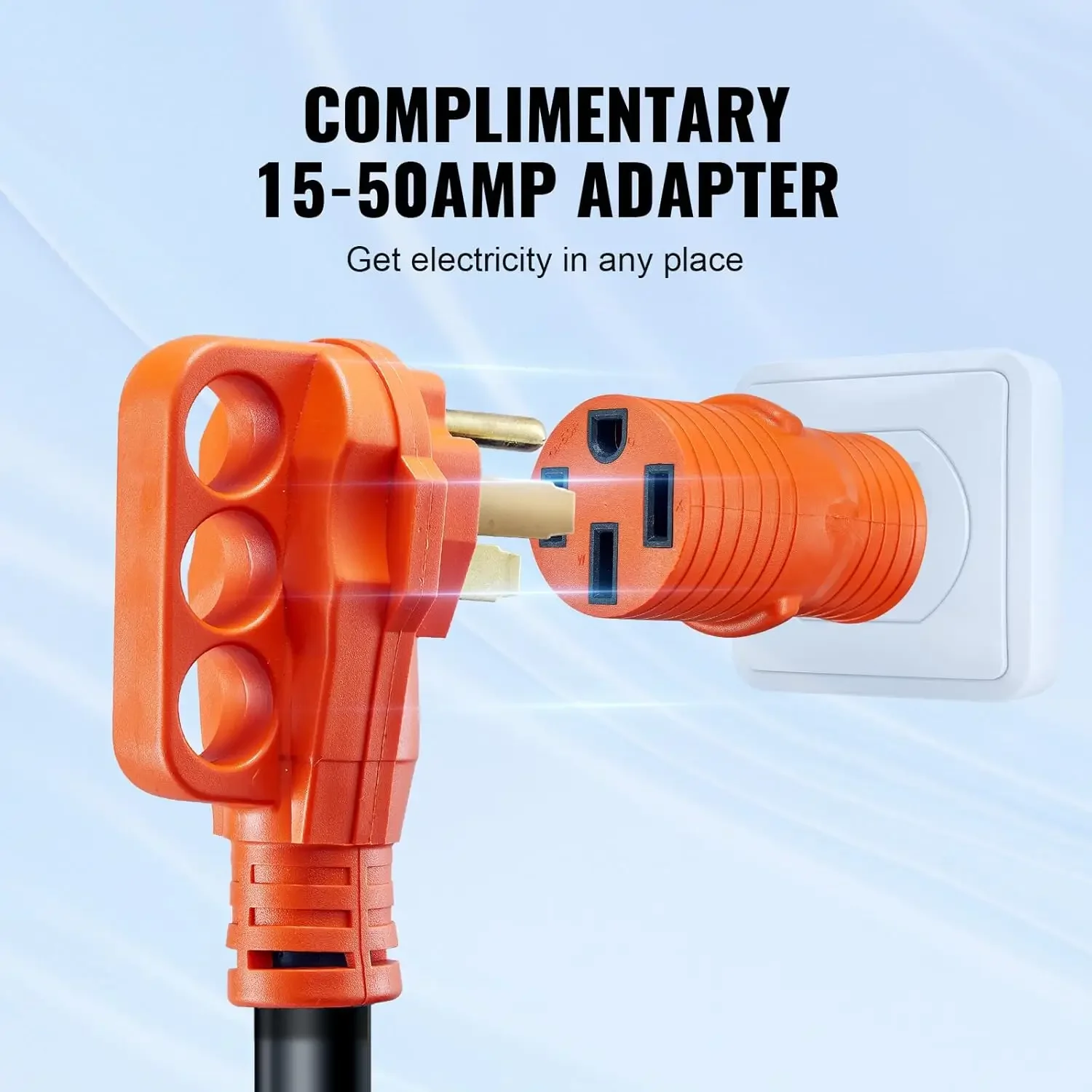 30피트 RV 전원 코드, 50암페어, 헤비 듀티 STW 6/3 + 8/1 발전기 코드, NEMA 14-50P 수컷 플러그 NEMA SS2-50R 암컷 플러그, ETL 인증