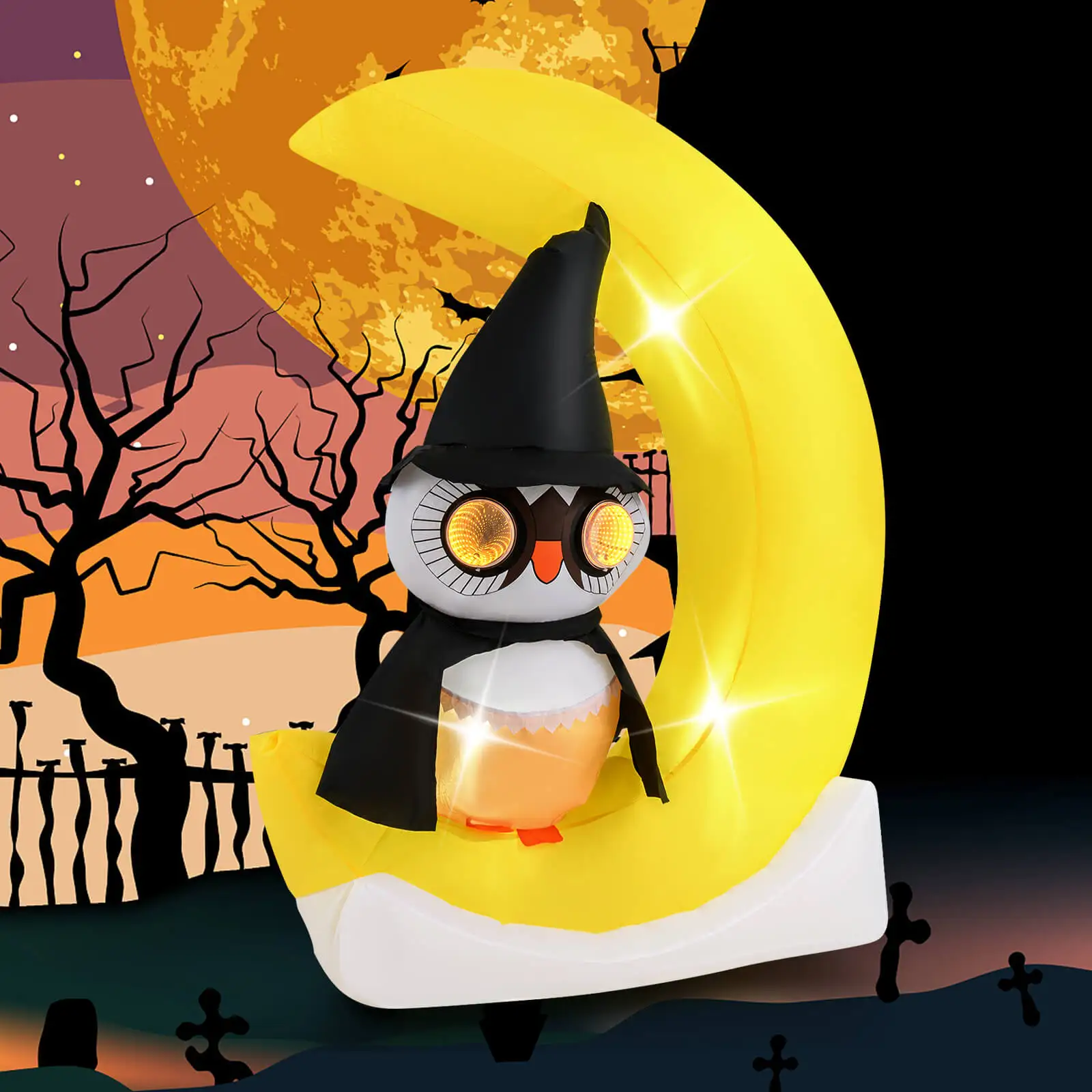 Inflatáveis sopram com chapéu de bruxa, decoração de Halloween
