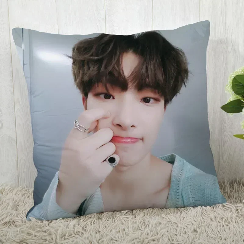 Custom Ateez Mingi KPOP Square Pillowcase Custom Zippered Pillow Cover Case 45x45cm