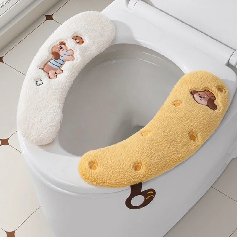 Plüschiger, warmer, dick gepolsterter Toilettensitzbezug, rutschfeste, weiche Toilettensitzauflage, Badezimmerzubehör