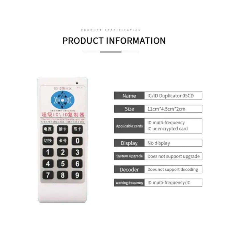 Imagem -02 - Portátil Rfid ic id 125khz 13.56mhz Leitor Escritor Copiadora Duplicador de Cartão de Controle de Acesso