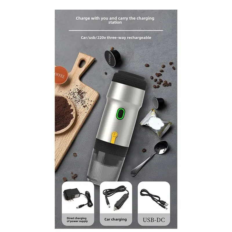 ABJN-Automatic Espresso Capsule Machine Portable Espresso Coffee Machine For Small And Large Capsules Silver