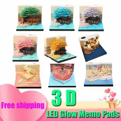 3D Memo Pad DIY Sticky Notes With LED Omoshiroi Block Notepads Cube Marriage Tree Paper Sculpture Note Pad Wedding Birthday Gift