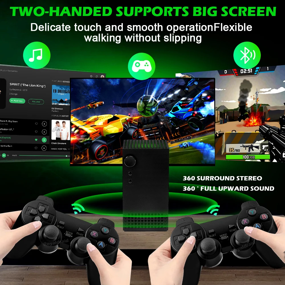 H5 D20 HiFi ستيريو الصوت لعبة فيديو وحدة التحكم 2.4G وحدة تحكم لاسلكية 4KHD 15000 + ألعاب ل PS/GBA/FC/SFC ث بلوتوث متوافق