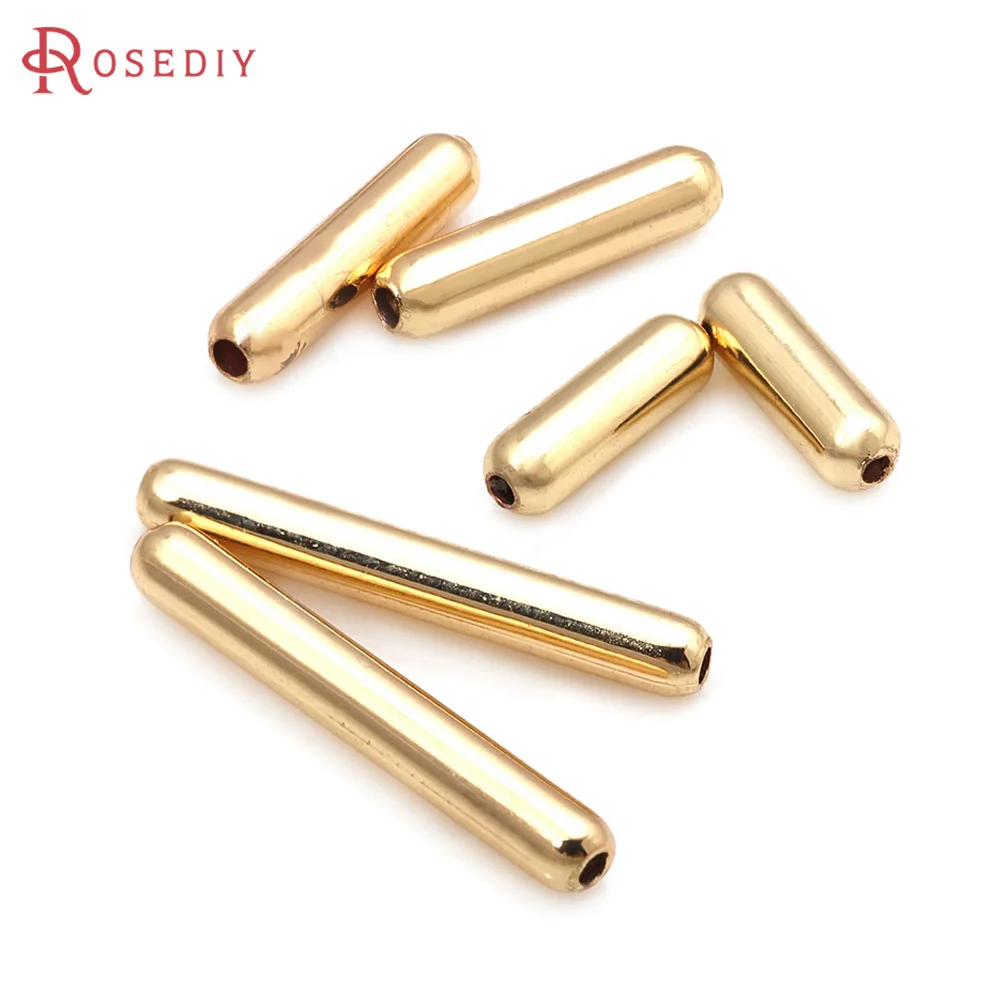 30PCS 6.5MM 9MM 11MM 15MM 18K Gold Color Brass Cylindrical Spacer Beads Bracelet Beads High Quality Jewelry Making Supplies