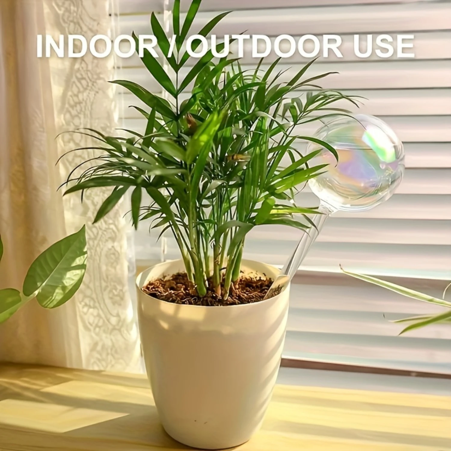 

Large Size Automatic Self-Watering System For Plants, Light Iridescent Gradient Color Clear Glass Self-Watering System Spikes,