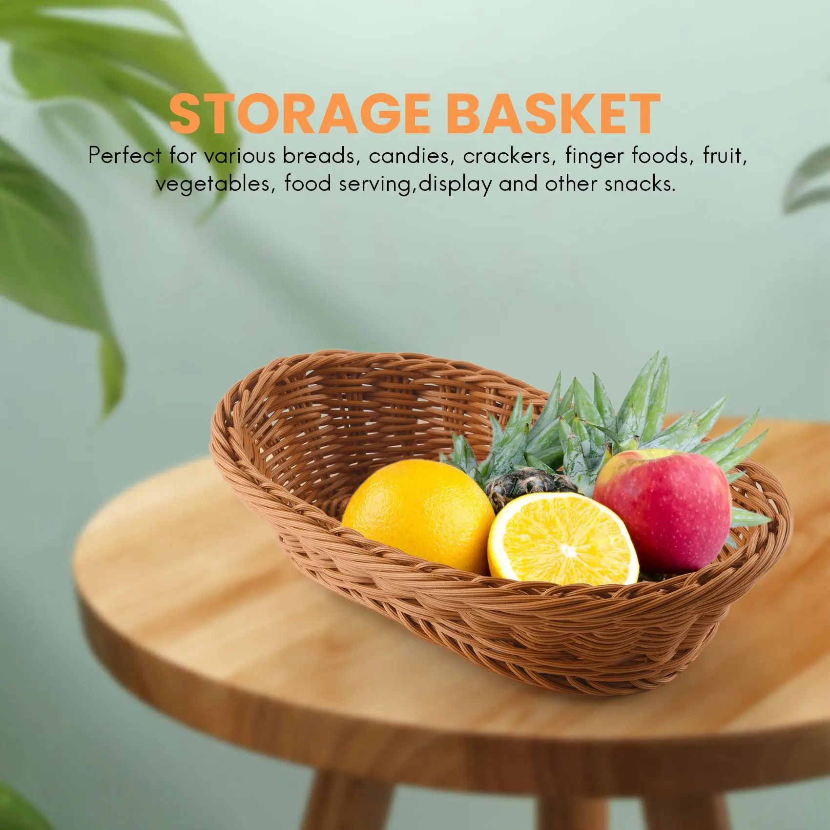 Fits for Oval Wicker Woven Basket Bread Basket Serving Basket, 11 Inch Storage Basket for Food Fruit Cosmetic Storage Table Top