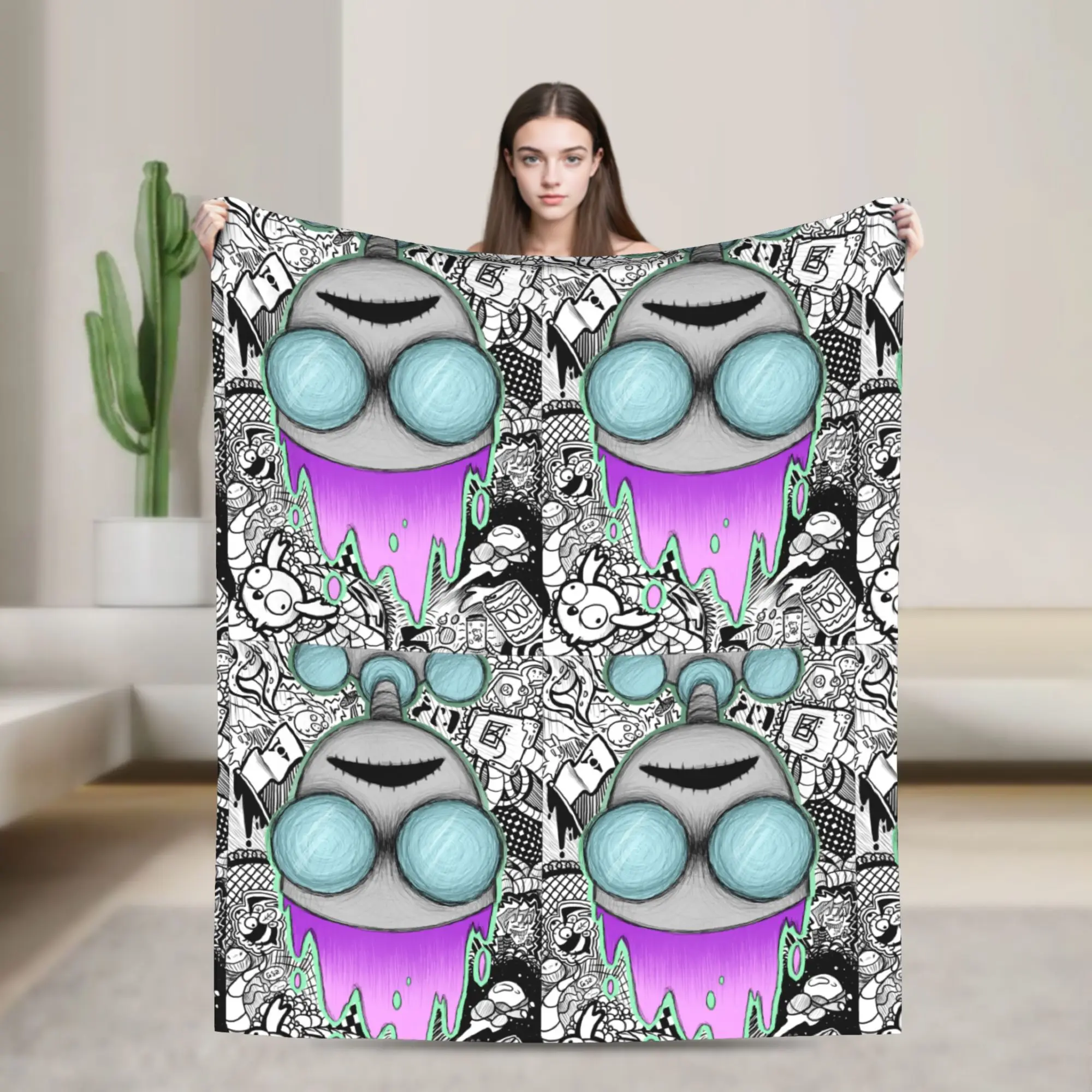 

Одеяла с плакатом Invader Zim, флисовые супер мягкие одеяла для путешествий в самолете, покрывало