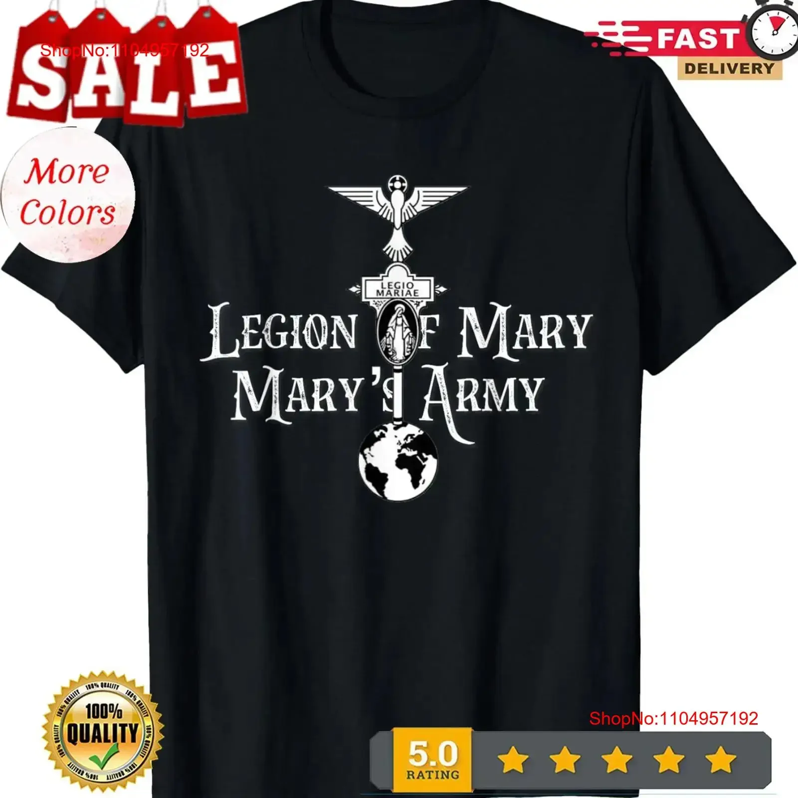 

Legion Of Mary Mary's Army Our Lady Catholic T Shirt vintage Washed graphic Casual Stretched Breathable Top For Everyday Wear