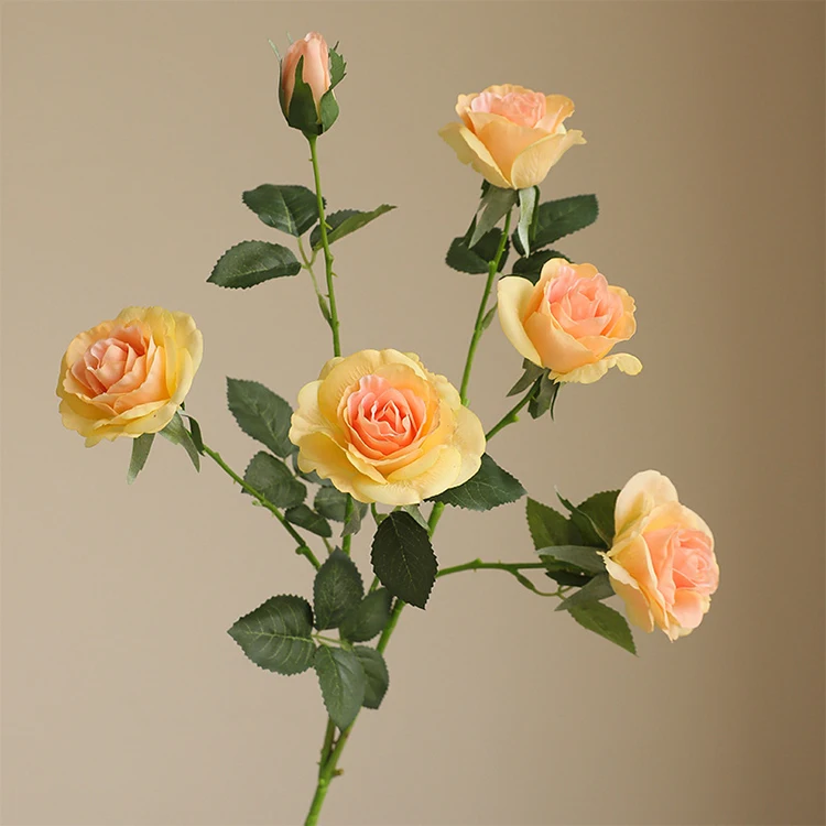 High Quality Wholesale 5-head moisturizing rose simulated flower European style ldecor artificial flower Floral arrangement