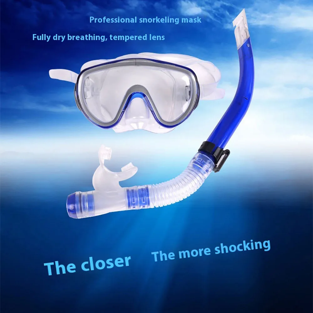 

Professional One-Piece Large Frame Goggles Mask Waterproof Semi-Dry Snorkel Snorkeling Equipment Snorkeling Two Treasure Sets