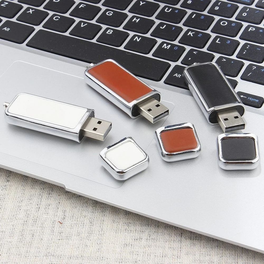 Leather USB 2.0 Flash Drive Metal Pen Drive High Speed Memory Stick Creative Business Gift For Laptop USB Stick Black U Disk