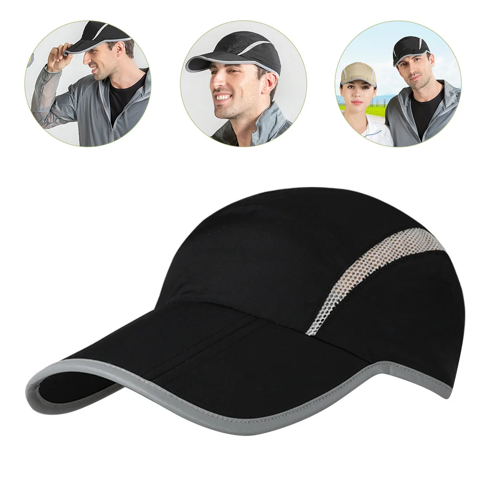 

Sun Hat for Men Women Breathable Quick Dry Running Hat with Foldable Brim Reflective Trim Sports Cap for Hiking Cycling