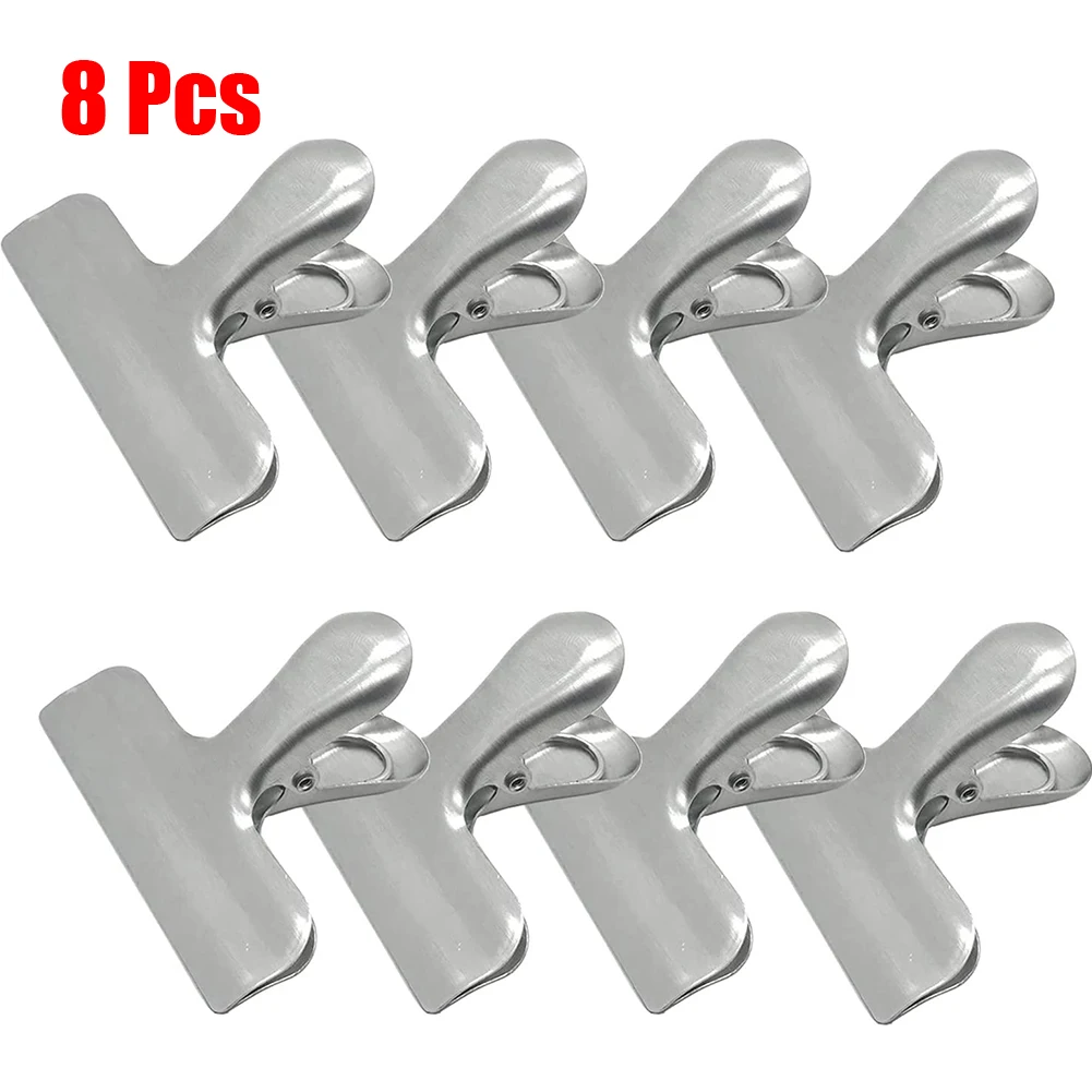 8Pcs Metal Chip Bag Clips Stainless Steel Home Kitchen Food Snack Clips Moisture-proof Household Kitchen Gadgets