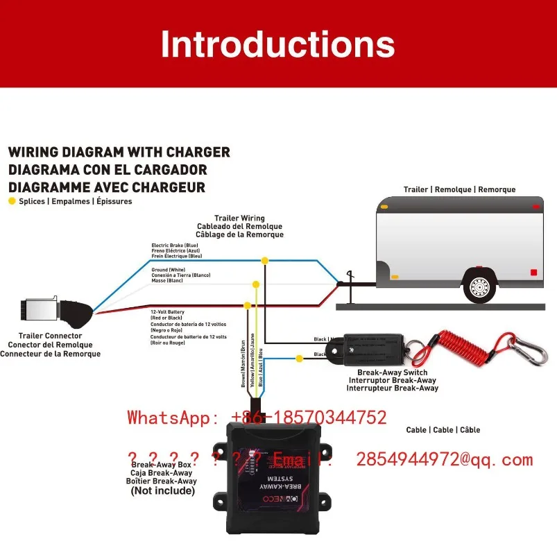 2026     Trailer Electromagnetic Brake Protector Trailer Separator Switch RV Brake Safety Controller Emergency Braking