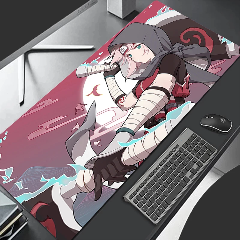 Rosa flores de cerejeira mouse pad portátil kawaii japão anime menina mousepad n-narutos sakura h-haruno teclado tapete de mesa de jogos de computador