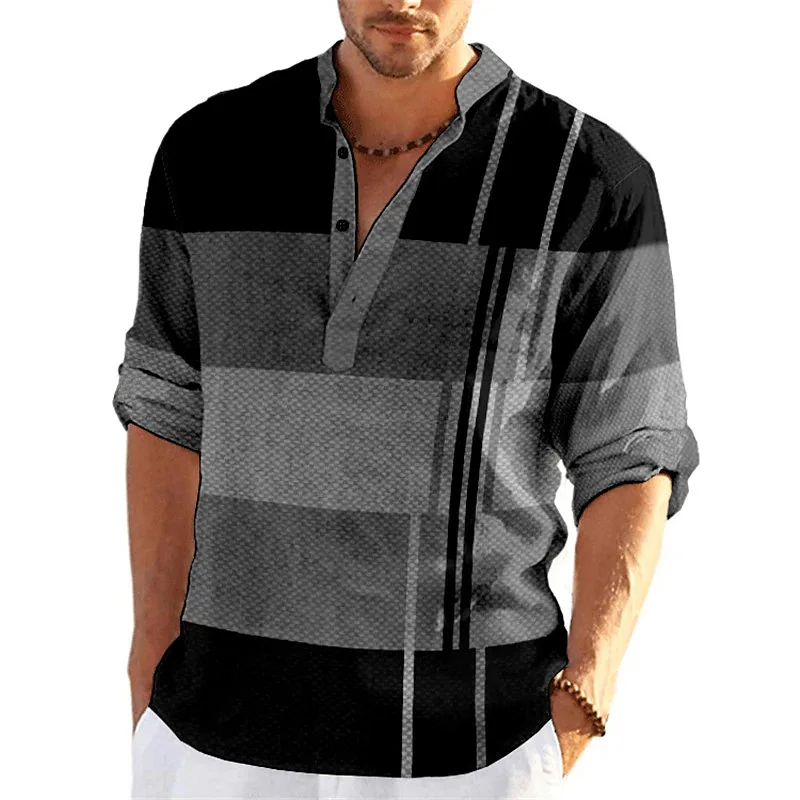 2023 Cotton Linen Shirt High-end Men\'s Long-Sleeved Shirt Spring And Autumn Color Collars Casual Style Top T-shirt