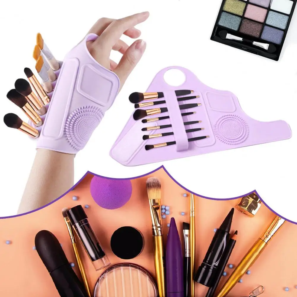 Silicone Makeup Brush Holder Makeup Mixing Palette Wristband Silicone Mixing Tray Makeup Brush Holder Cosmetic Brush Hand Strap