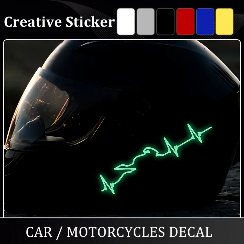 

Motorcycle Stickers Motorcycle Fluorescent Stickers Heartbeat Stickers ECG Decal Motorcycle Helmet Decoration Accessories