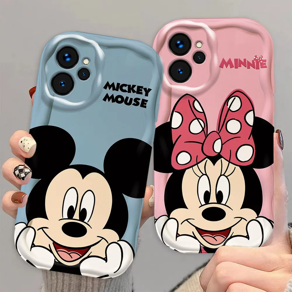 Cute Mickey Minnie Mouse 3D Wave Phone Case For REALME 5 6 7 7I 8 10 11 12 C20 C33 C35 C55 C63 C65 C67 C21Y GT 3 6 NARZO 50 Case