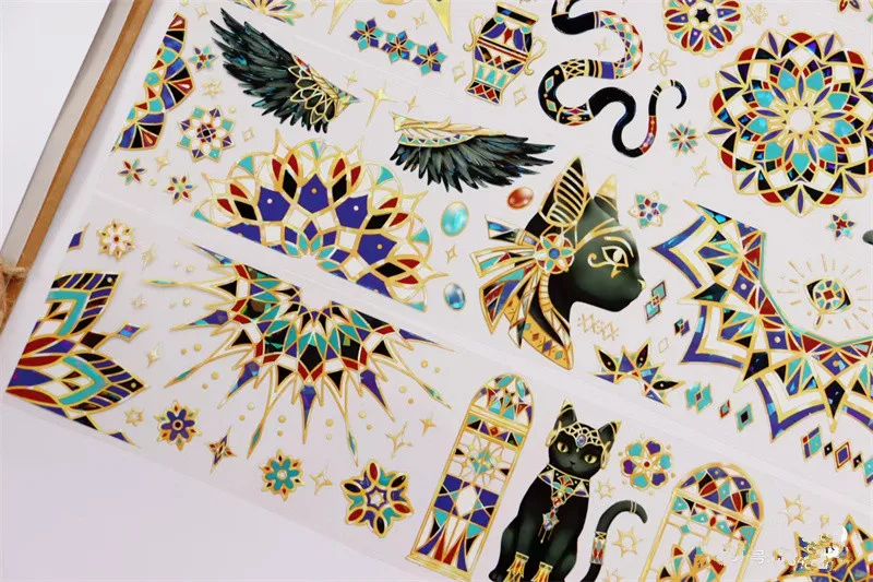 Egyptian Gods Light Shiny Shell PET Tapes Craft Supplies DIY Scrapbooking Card Making Decorative Plan Sticker