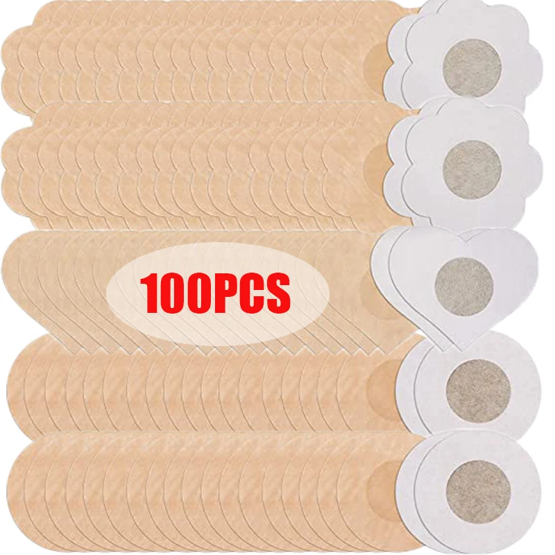 

100pcs Soft Nipple Covers Disposable Breast Round Flower Sexy Tape Stick on Bra Pad Pastie for Women Intimate Accessories Nipple