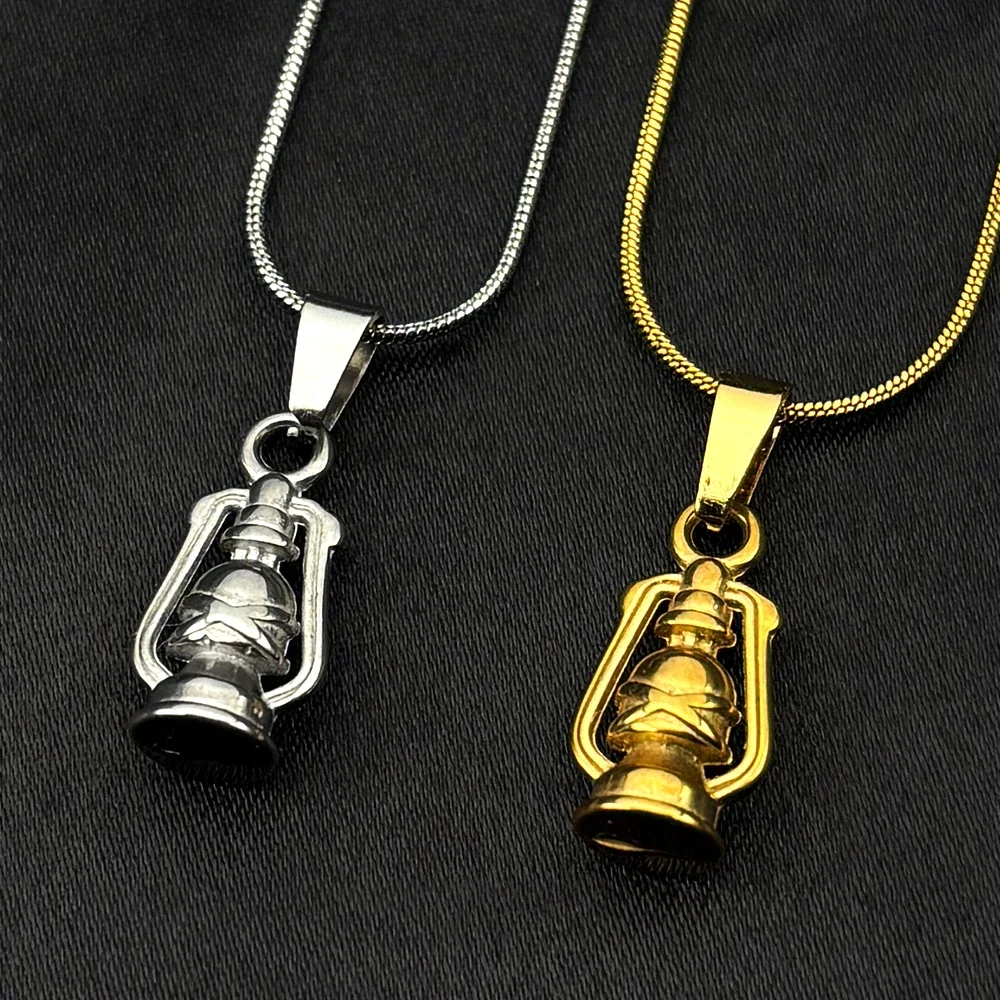 Retor Hurricane Lantern Chain For Women Men Stainless Steel Gold Color Simple Fashion Necklace Rock Party Jewelry Daily Wear