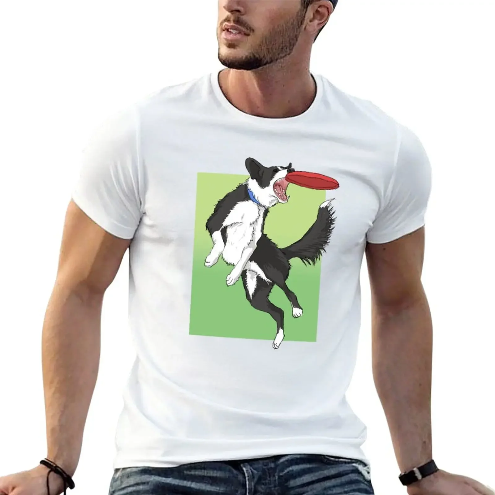 New Border Collie T-Shirt summer clothes animal prin for boys sublime  graphic  oversized  men