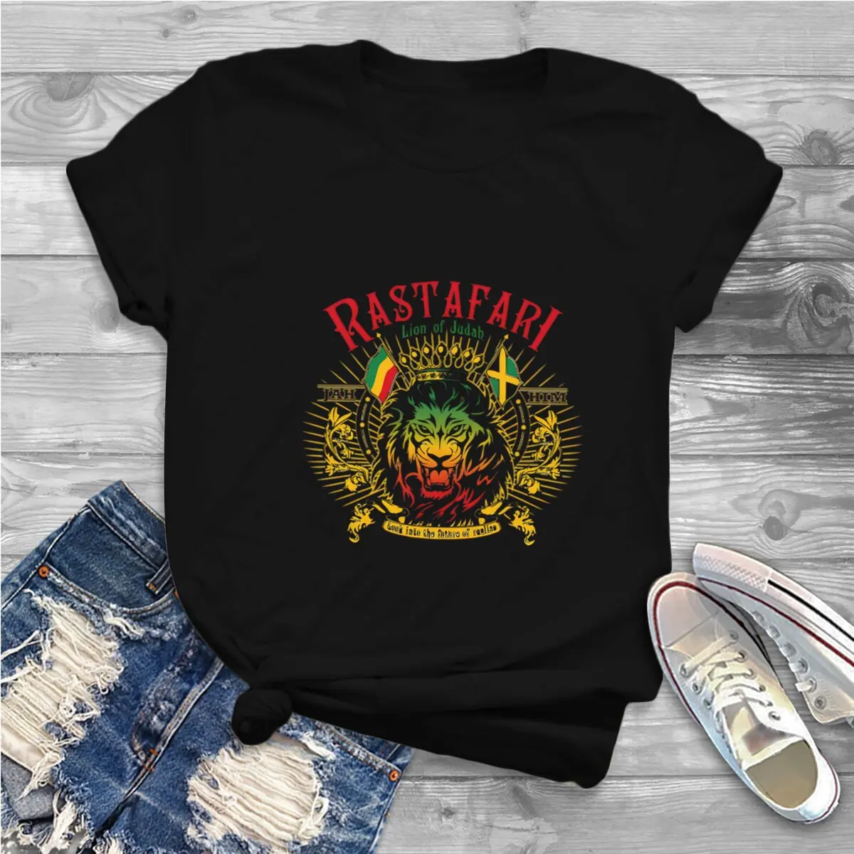 Rastafarian TShirt For Men Jamaica Lion Clothing Fashion Polyester T Shirt Soft