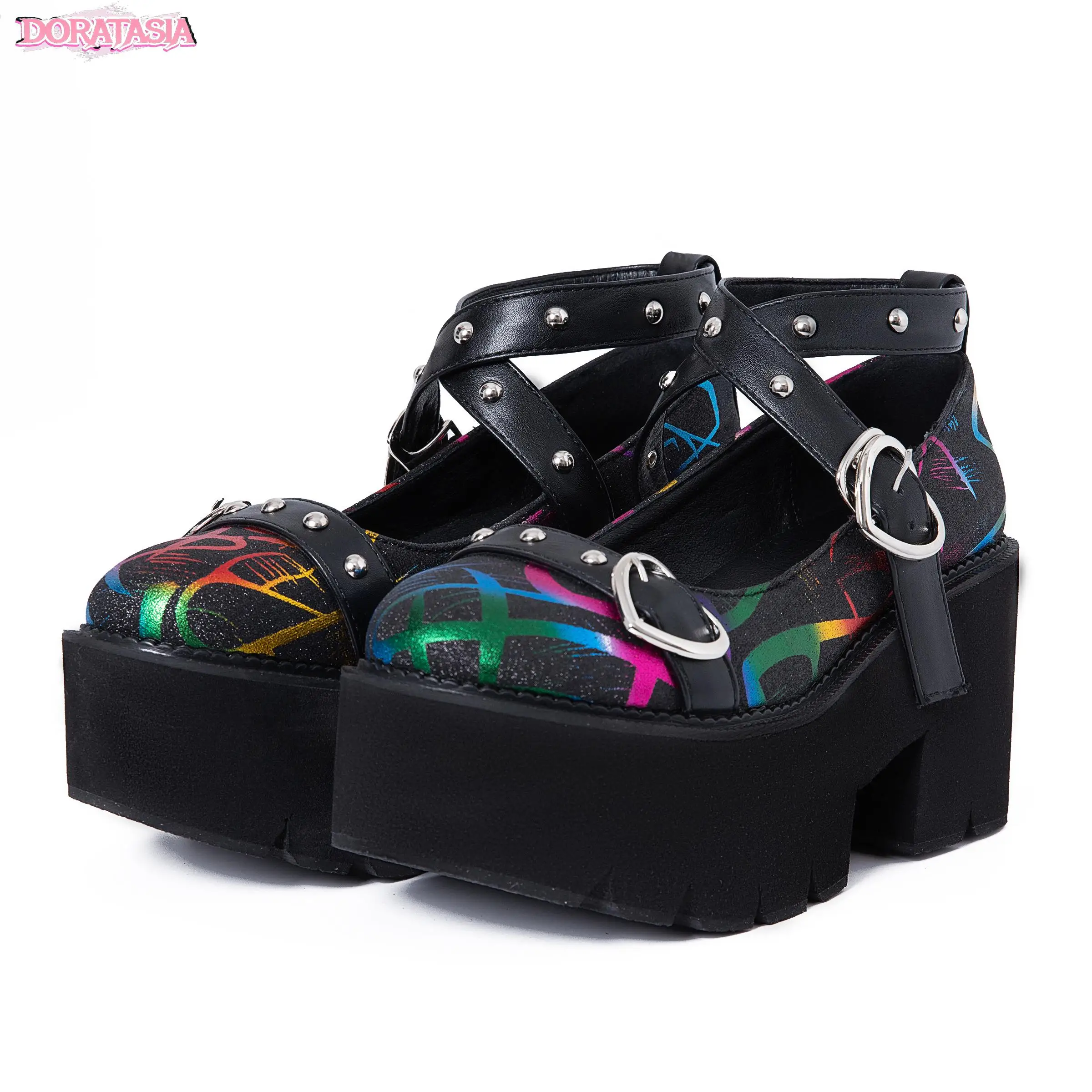 Sweet Girls Pumps tacchi spessi fibbia Cross Tied Punk Gothic Cosplay Lolita Shoes Platform donna Designer Casual scarpe da donna