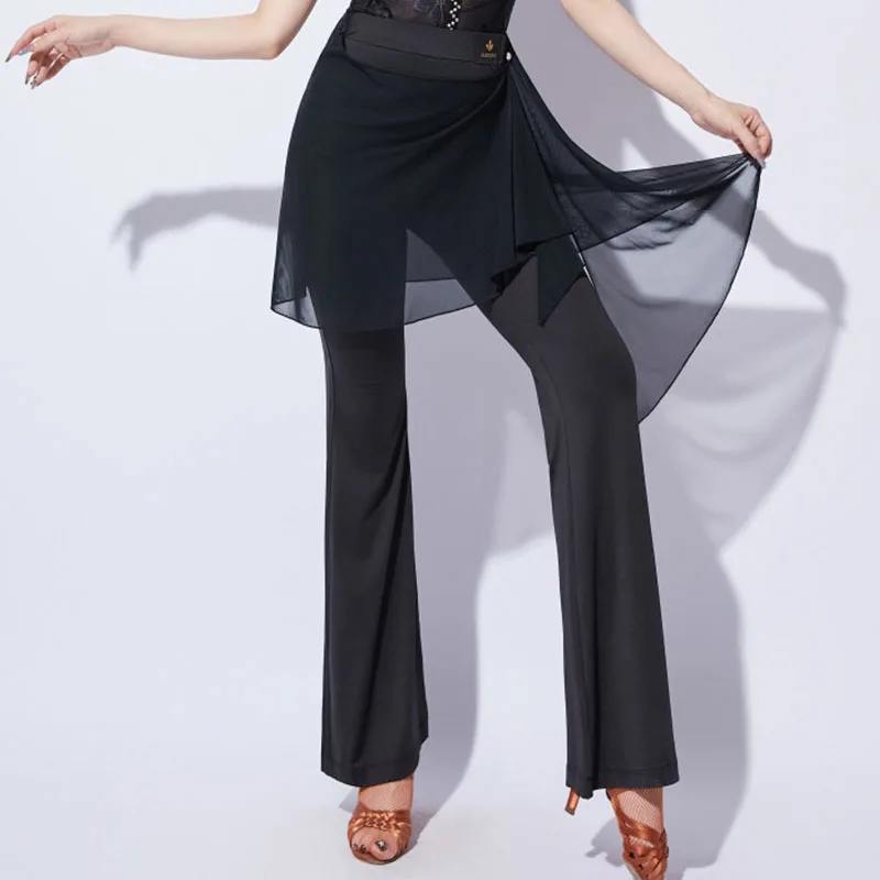

2026 New Latin Dance Pants For Training Women Cha Cha Rumba Practice Clothes Adult Latin Dancer Black Trousers Culottes VDL5204