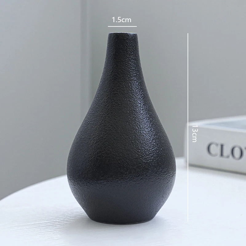 5Pcs Black Ceramic Vase Set Modern Minimalist Matte Flower Vases for Home Deco Living Room Table Centerpiece Wedding Party Decor - view 5