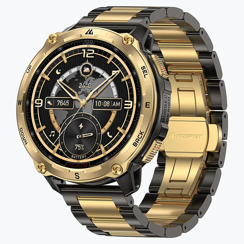 KOSPET TANK T4 Special Edition GPS Smartwatch Men Military Watch with 2 Bracelets 10ATM Offline Maps 180+ Sports Model