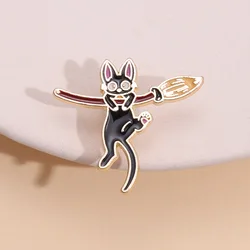 carton riding broom cat Pins Anime Love Enamel Brooch Clothes Backpack Lapel Hat Badges Fashion Jewelry Accessories For Friends