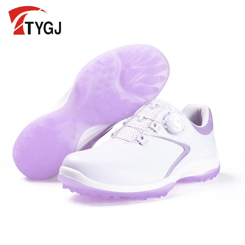 TTYGJ golf shoes, new women's waterproof shoes,ultra-fine leather, anti-side-slip, lightweight, non-spike sports shoes for women