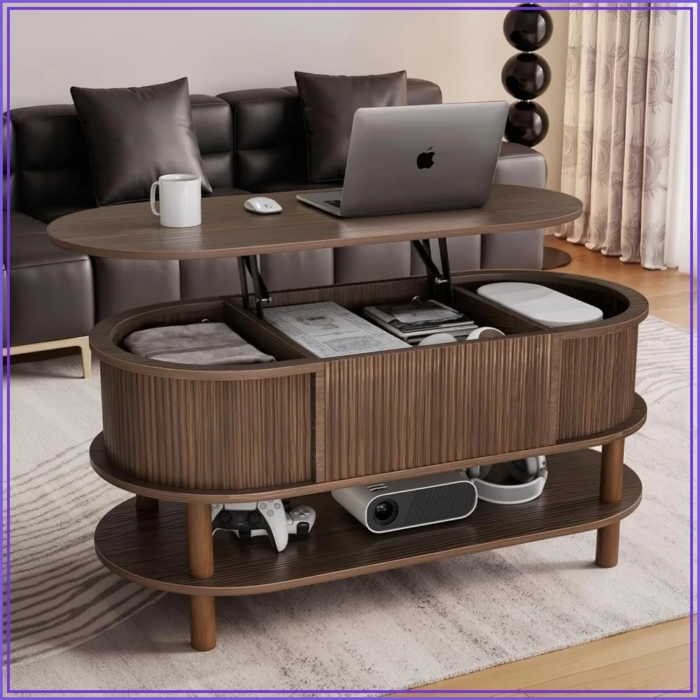 Oval Lift Top Coffee Table with Storage, 41