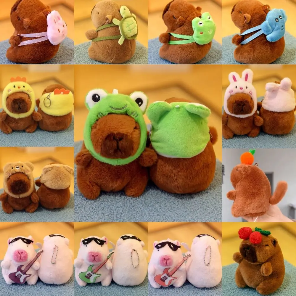 Kawaii Multicolor Capybara Doll Kapibala 10-13cm Water Dolphin Doll Birthday Gift Soft Plush Toy Car Couple