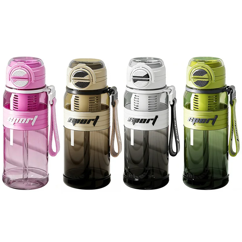 

Спортивная бутылка для воды 800 мл с защитой от протекания, с соломинкой и ремешком, для спортзала, бега, велоспорта, портативная, с откидной крышкой на одно нажатие