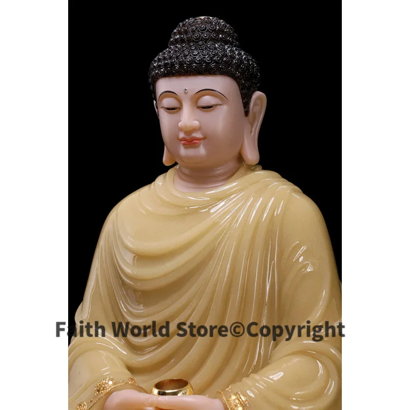 48CM LARGE- Buddhist high-grade home TOP efficacious Talisman Mascot RULAI Amitabha Buddha jade gilding carving Sculpture statue