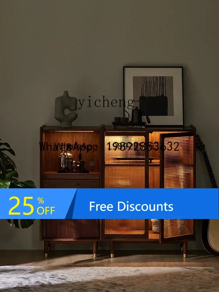 

LYY Solid Wood TV Side Cabinet Modern Minimalist Living Room Chest of Drawers Clothes Closet Bedroom Light Luxury Locker