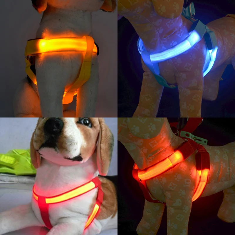 Einstellbare led hunde geschirr usb wiederauf ladbare blinkende nacht sicherheit keine zug halsbänder harness für kleine mittlere hunde haustiere arnes perro – Detail 13