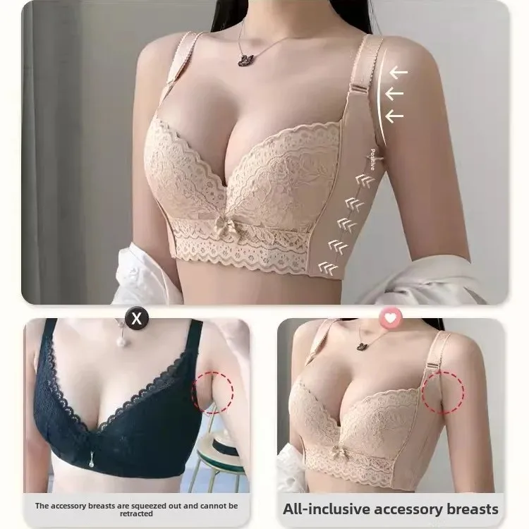 KUCLUT Salon Adjustable Bras Women's Small Chest Gathered Tightened Side Breast Prevented Sagging Five Row Buckle Extended Chest